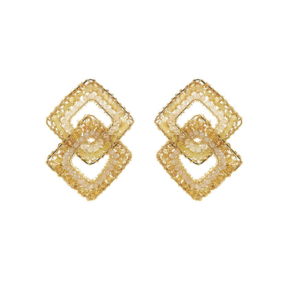 Brinco de Crochê Puzzle Elos Dourado Roll & Sparkle