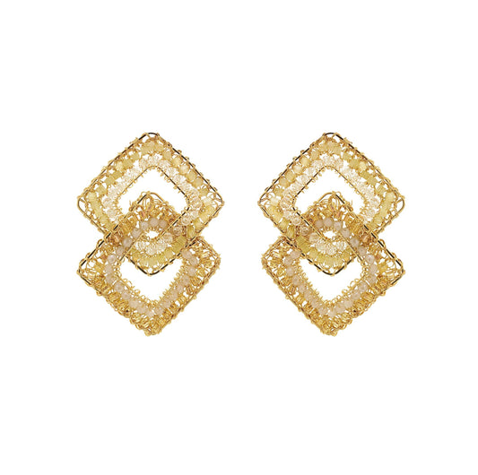 Brinco de Crochê Puzzle Elos Dourado Roll & Sparkle