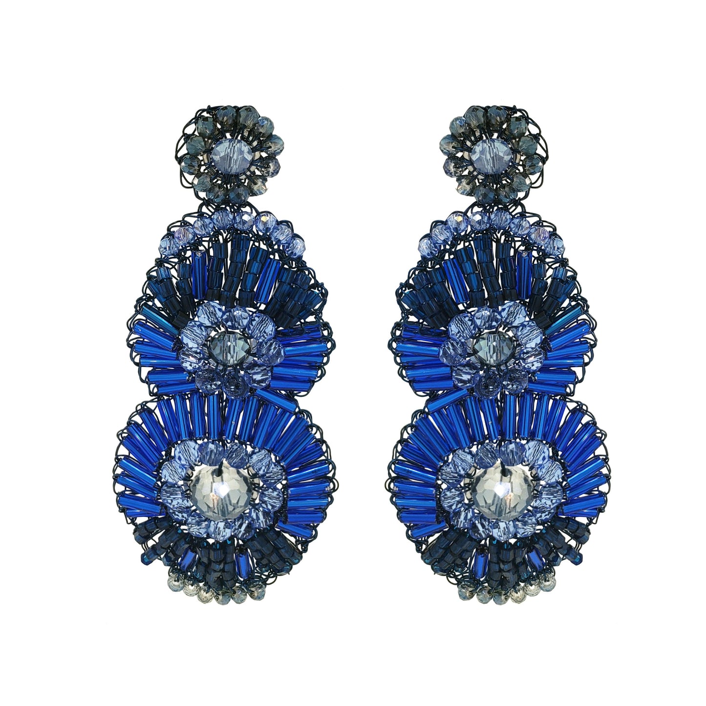 Brinco de Crochê Chess Dangle Circle Maxi Azul Roll & Sparkle