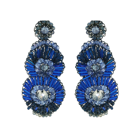 Brinco de Crochê Chess Dangle Circle Maxi Azul Roll & Sparkle