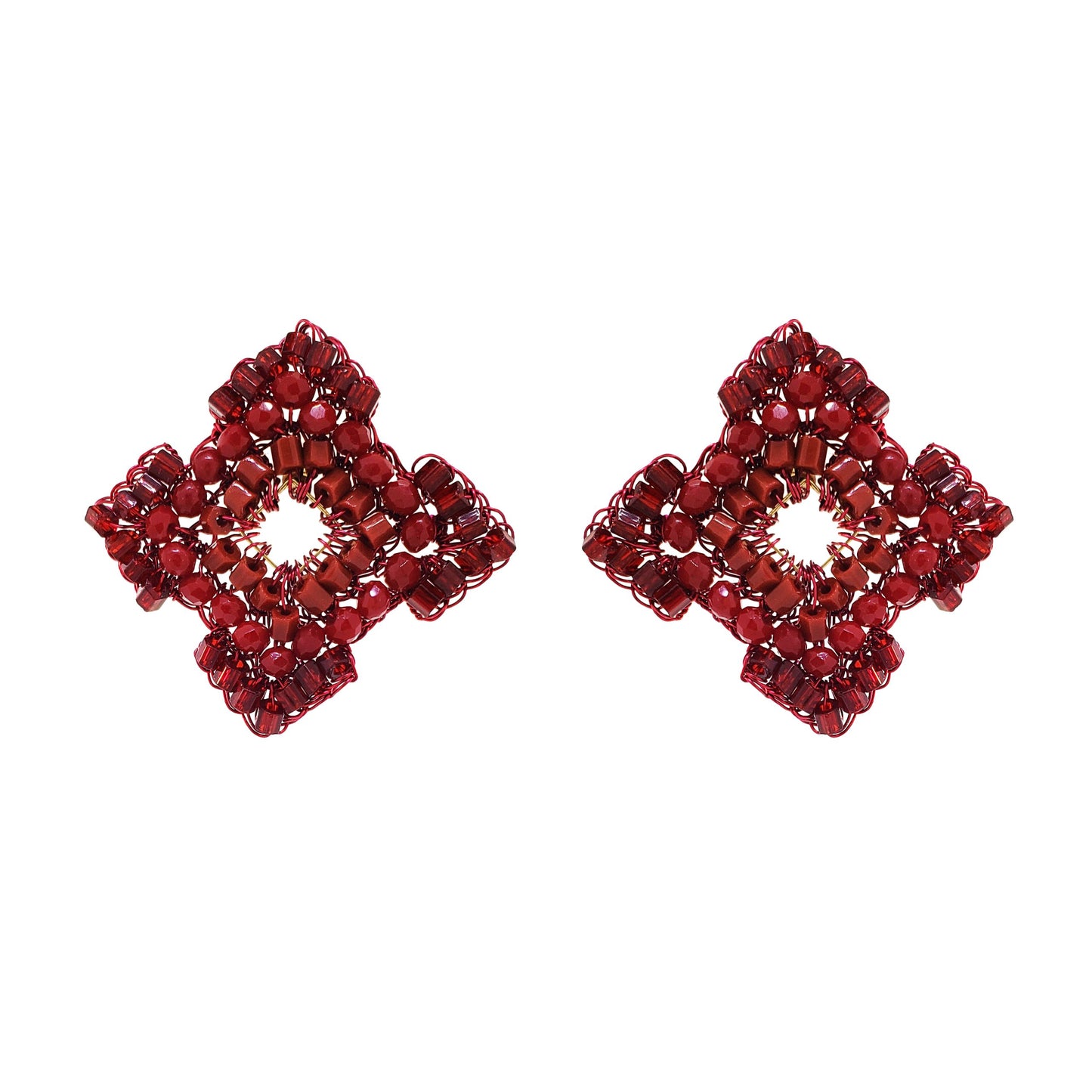 Brinco de Crochê Puzzle Posts Vermelho Roll & Sparkle