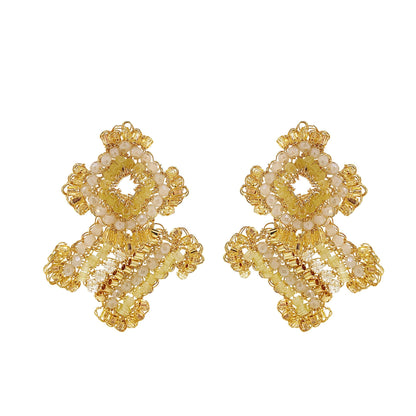 Brinco de Crochê Puzzle Duo Dourado Roll & Sparkle