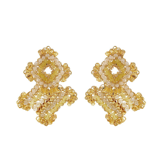 Brinco de Crochê Puzzle Duo Dourado Roll & Sparkle