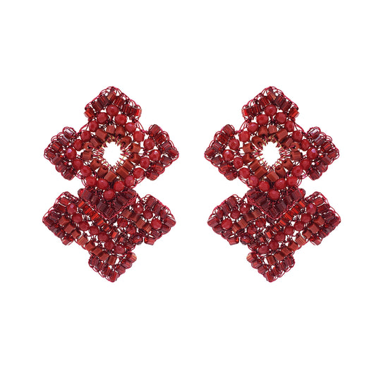 Brinco de Crochê Puzzle Duo Vermelho Roll & Sparkle