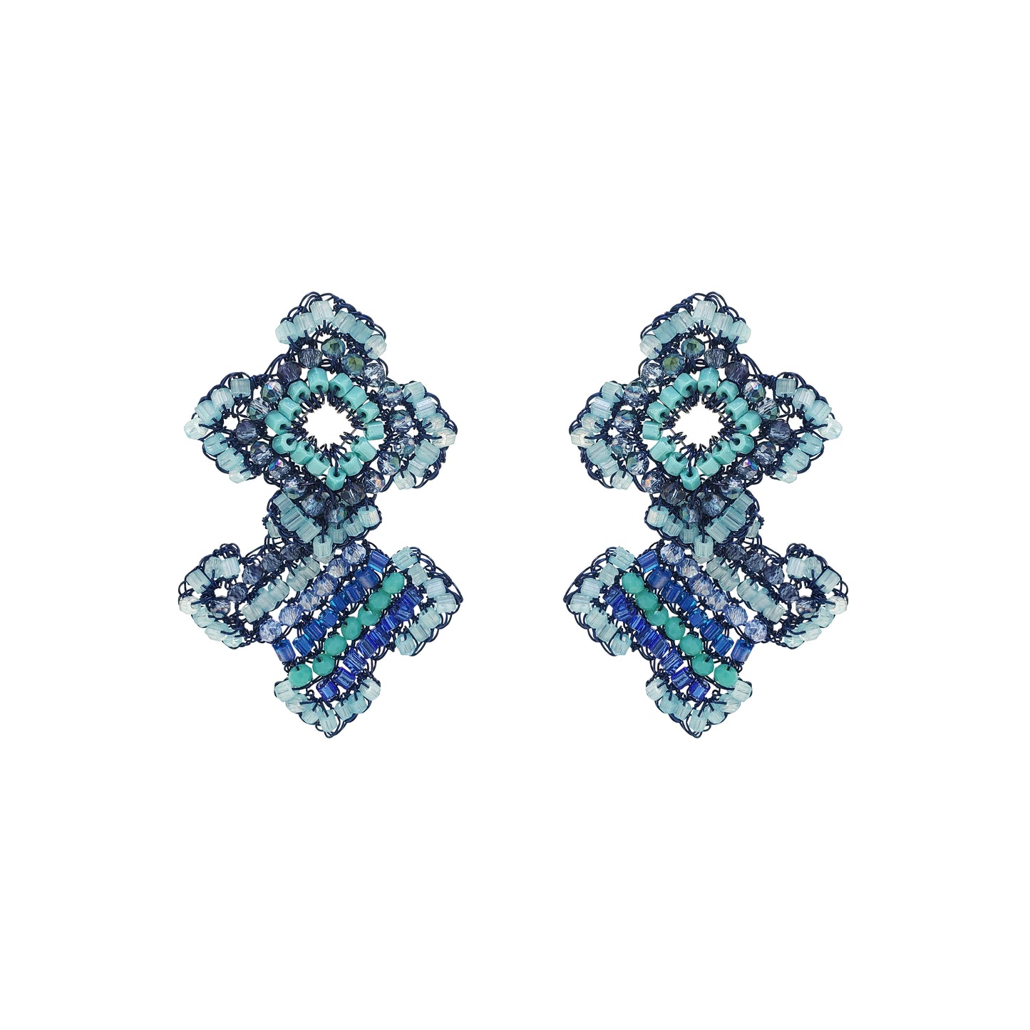 Brinco de Crochê Puzzle Duo e Azul Sale