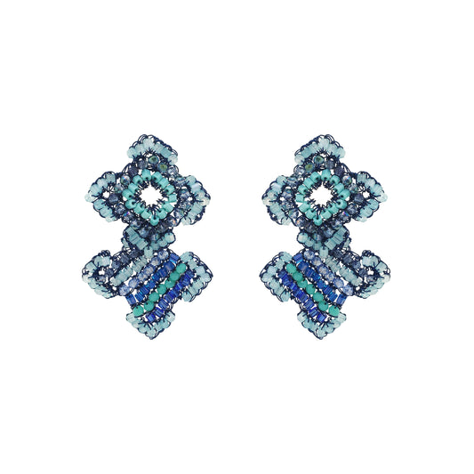 Brinco de Crochê Puzzle Duo e Azul Sale