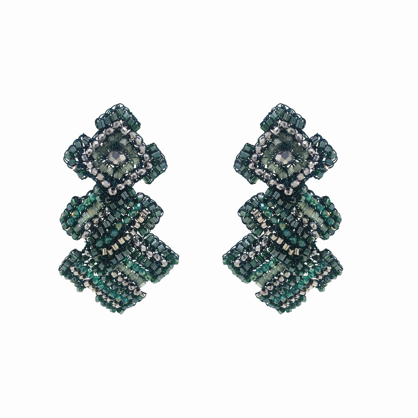 Brinco de Crochê Puzzle Trio Verde Roll & Sparkle