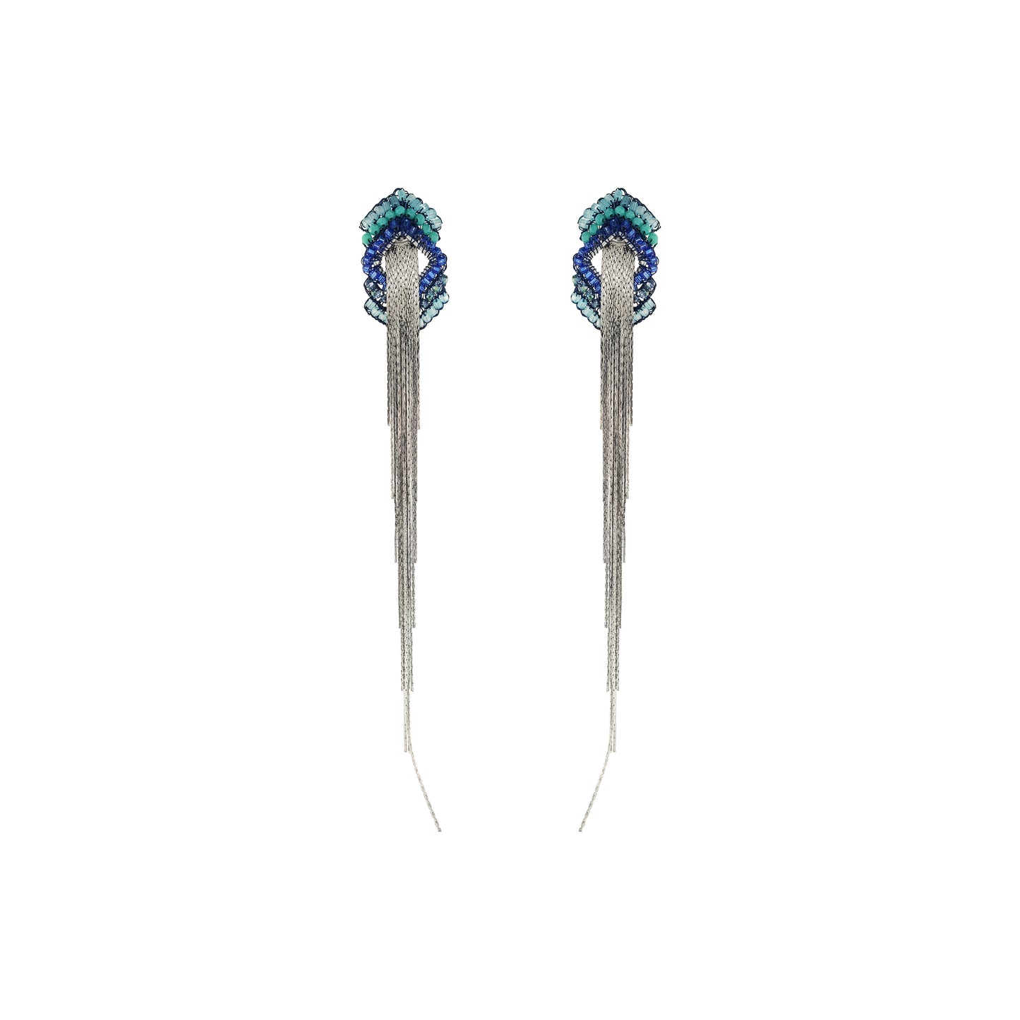Brinco de Crochê Rank Fringe Azul Sale