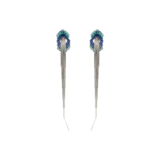 Brinco de Crochê Rank Fringe Azul Sale
