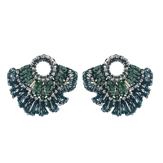 Brinco de Crochê Chess Frill Posts Verde Roll & Sparkle