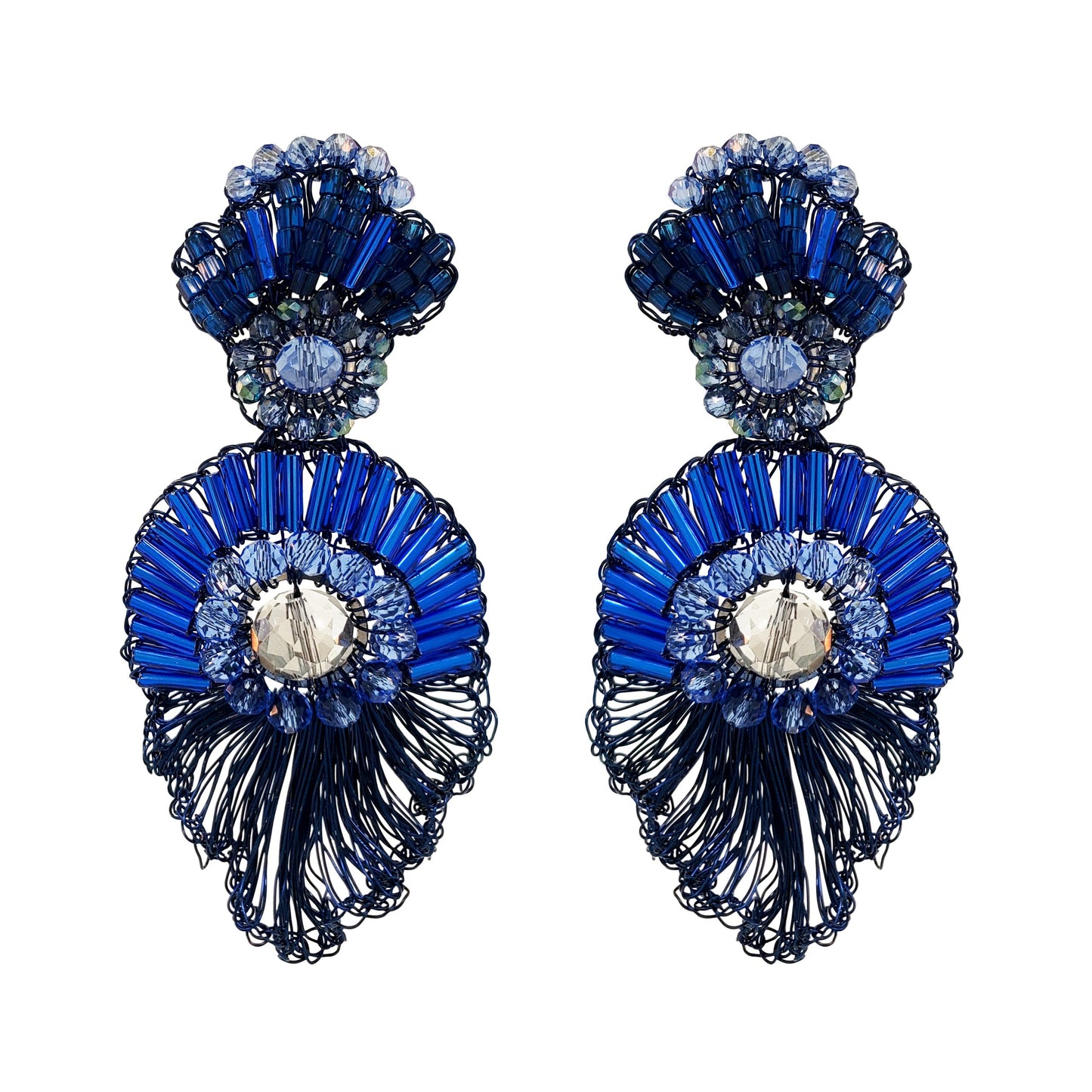 Brinco de Crochê Chess Dangle Frill Azul Roll & Sparkle