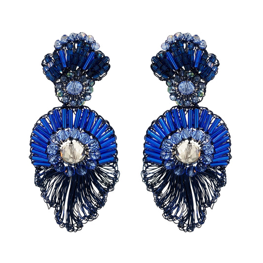 Brinco de Crochê Chess Dangle Frill Azul Roll & Sparkle