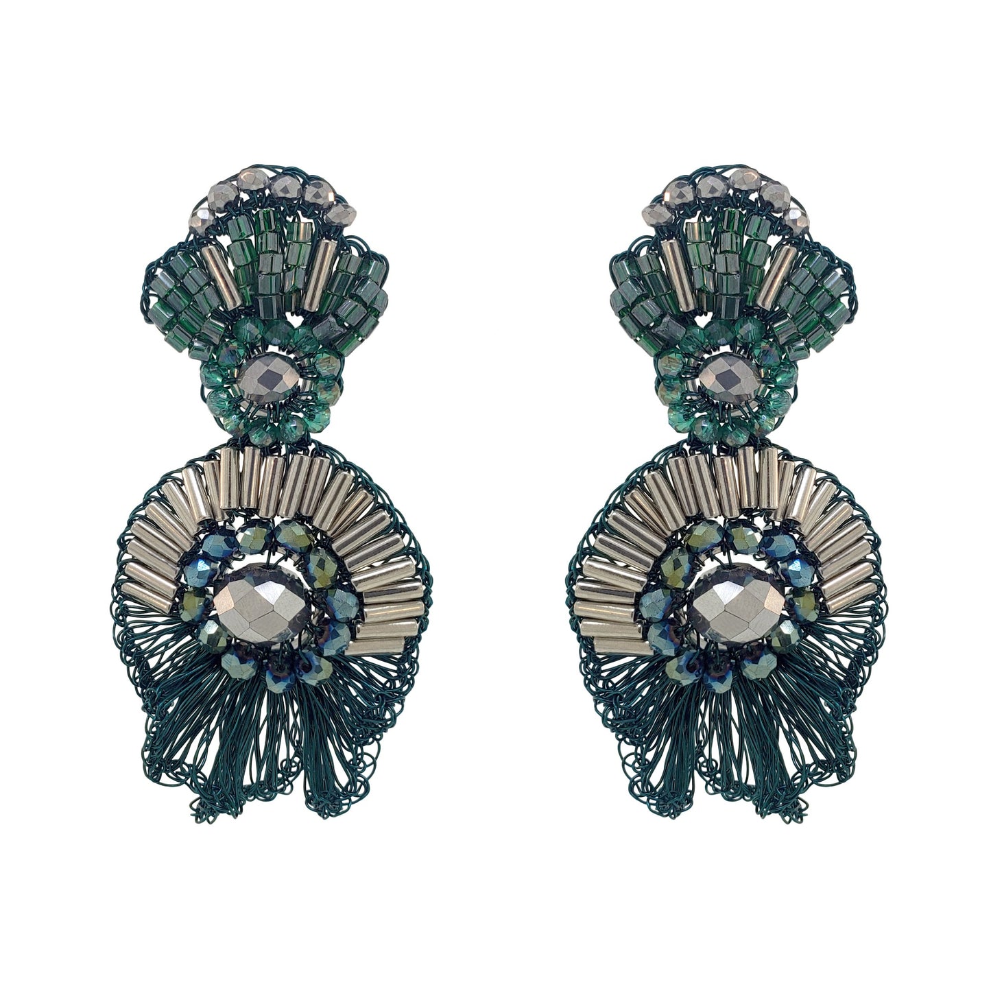 Brinco de Crochê Chess Dangle Frill Verde Roll & Sparkle