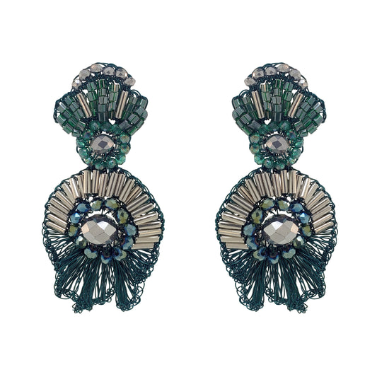 Brinco de Crochê Chess Dangle Frill Verde Roll & Sparkle