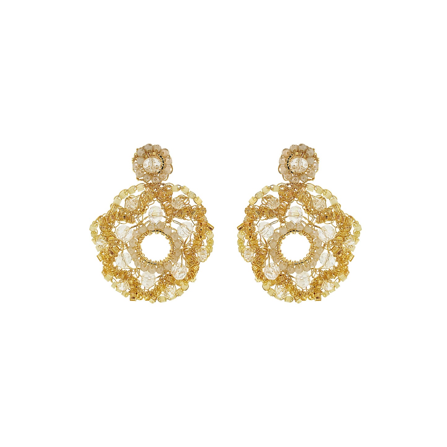 Brinco de Crochê Puzzle Flora Dourado Roll & Sparkle