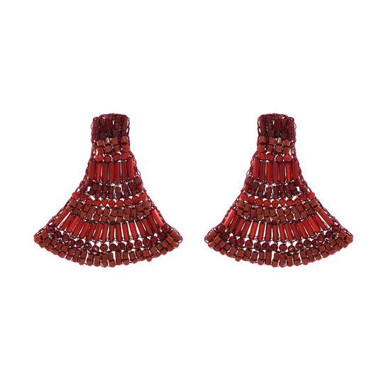 Brinco de Crochê Fan Vermelho Roll & Sparkle