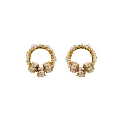 Brinco de Crochê High Roller Trio Post Wild Cards Pérola