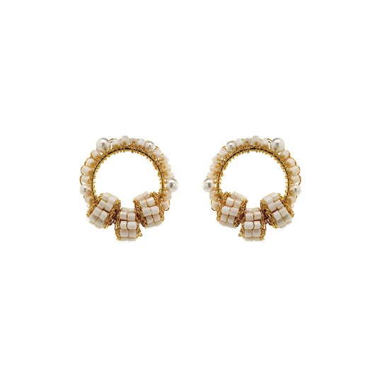 Brinco de Crochê High Roller Trio Post Wild Cards Pérola