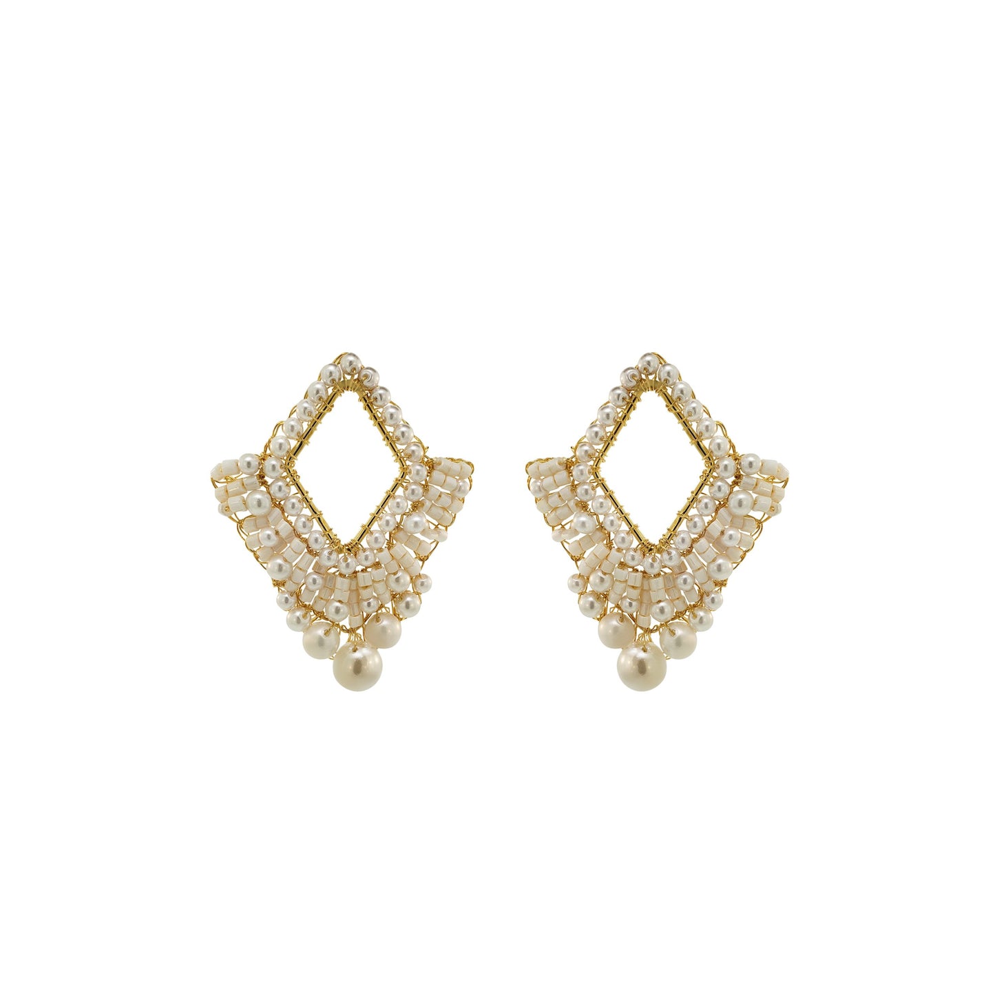 Brinco de Crochê Diamond Suit Posts Wild Cards Pérola