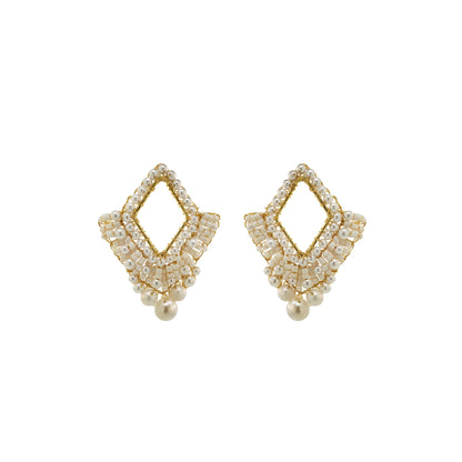 Brinco de Crochê Diamond Suit Posts Wild Cards Pérola