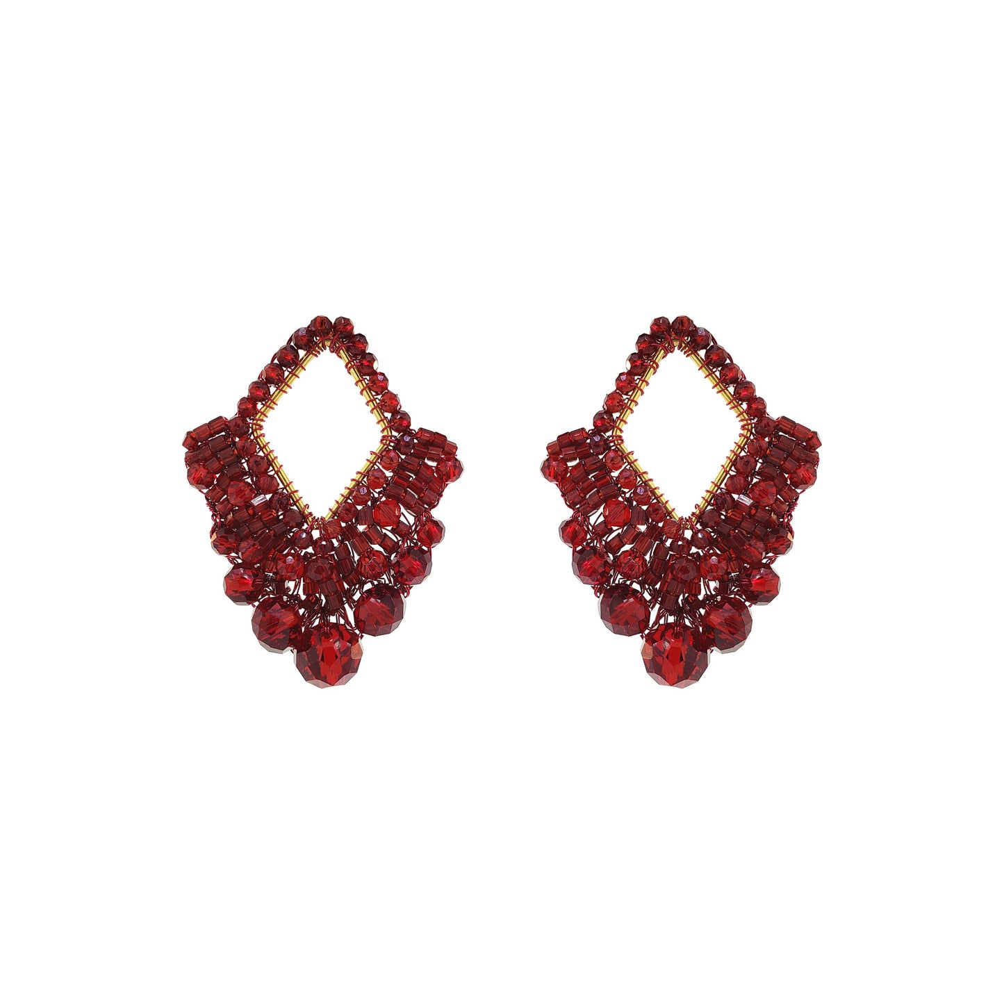 Brinco de Crochê Diamond Suit Posts Wild Cards Vermelho