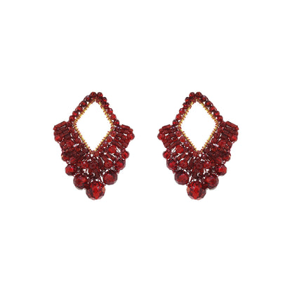 Brinco de Crochê Diamond Suit Posts Wild Cards Vermelho