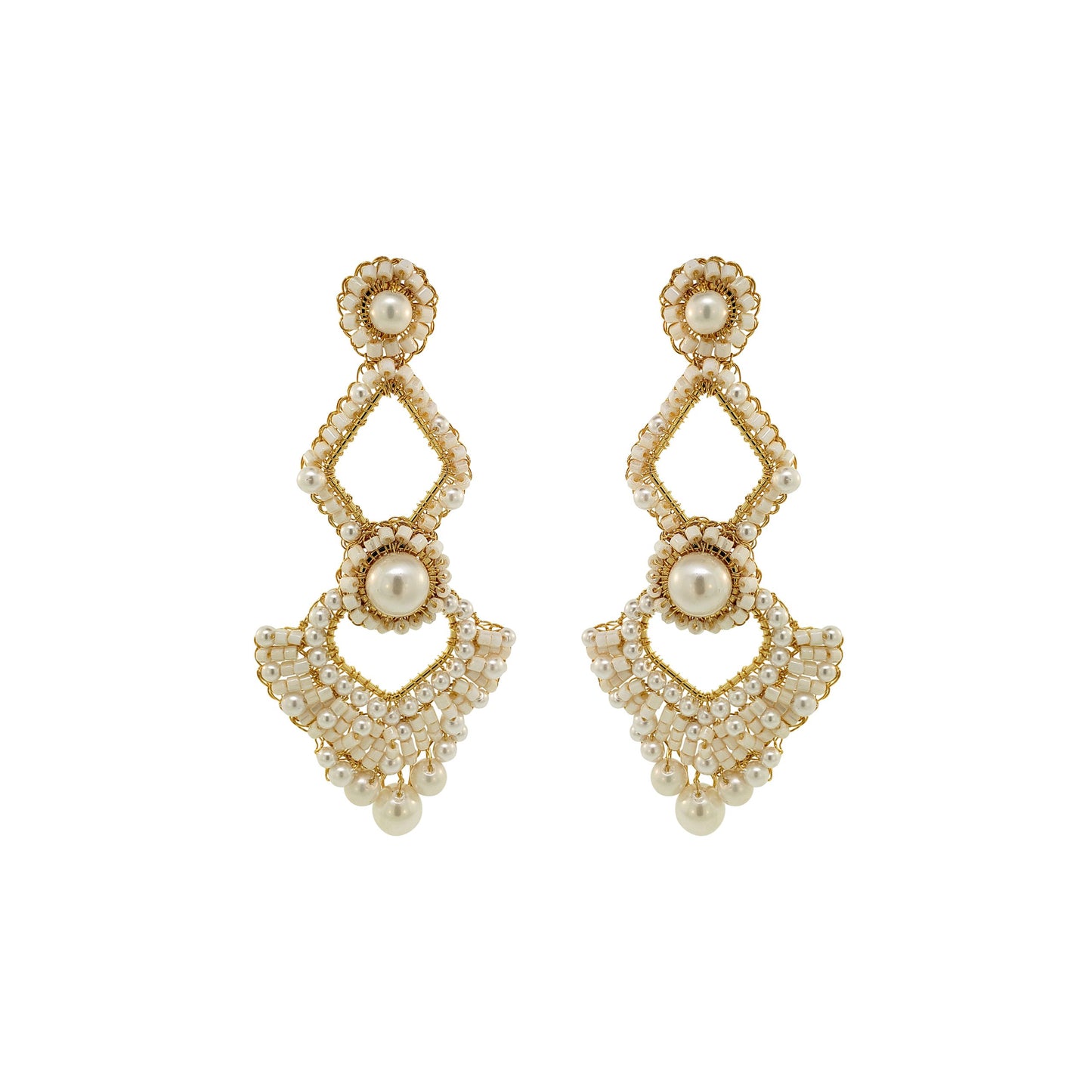 Brinco de Crochê Queen's Heart Maxi Wild Cards Pérola