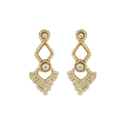 Brinco de Crochê Queen's Heart Maxi Wild Cards Pérola