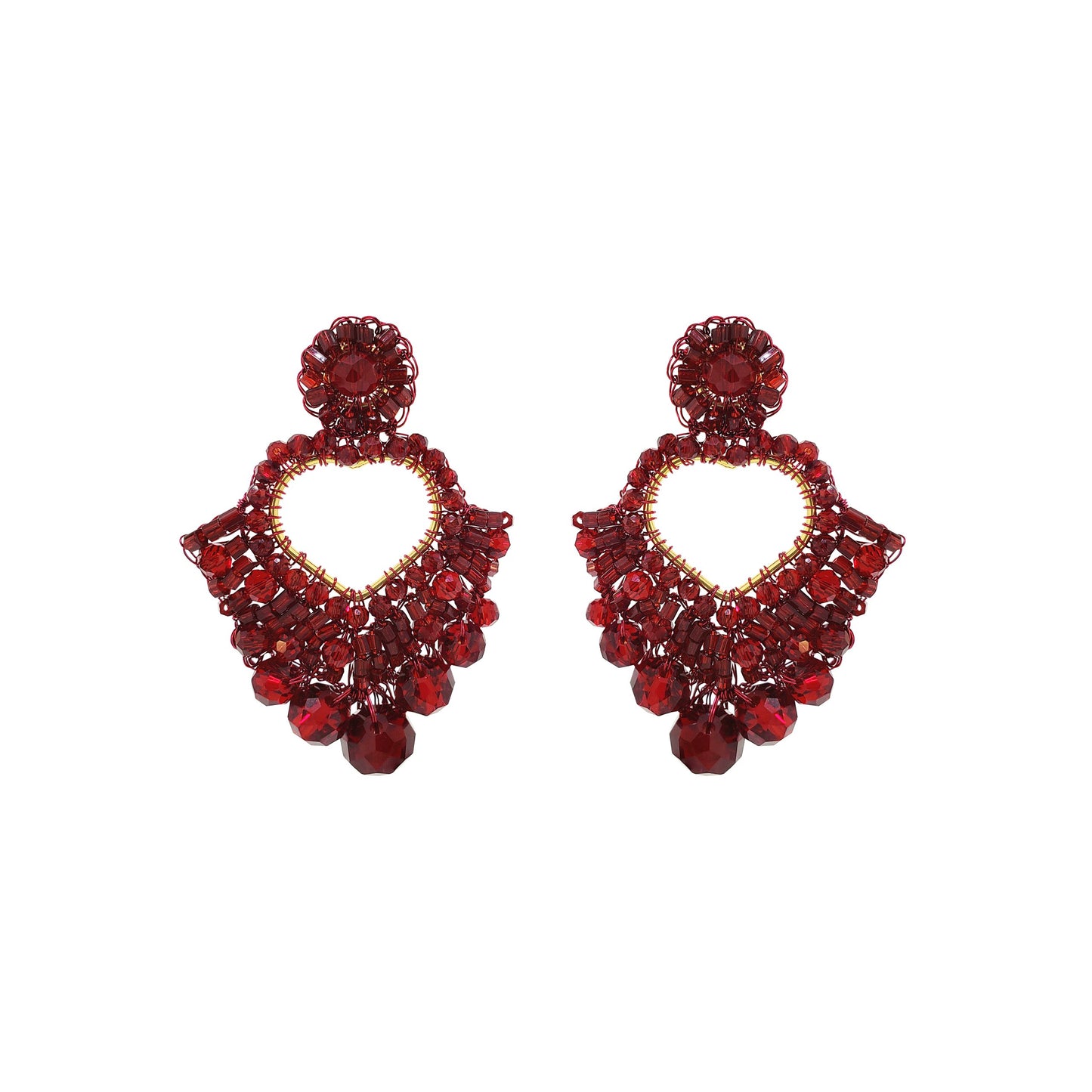Brinco de Crochê Queen's Heart Wild Cards Vermelho