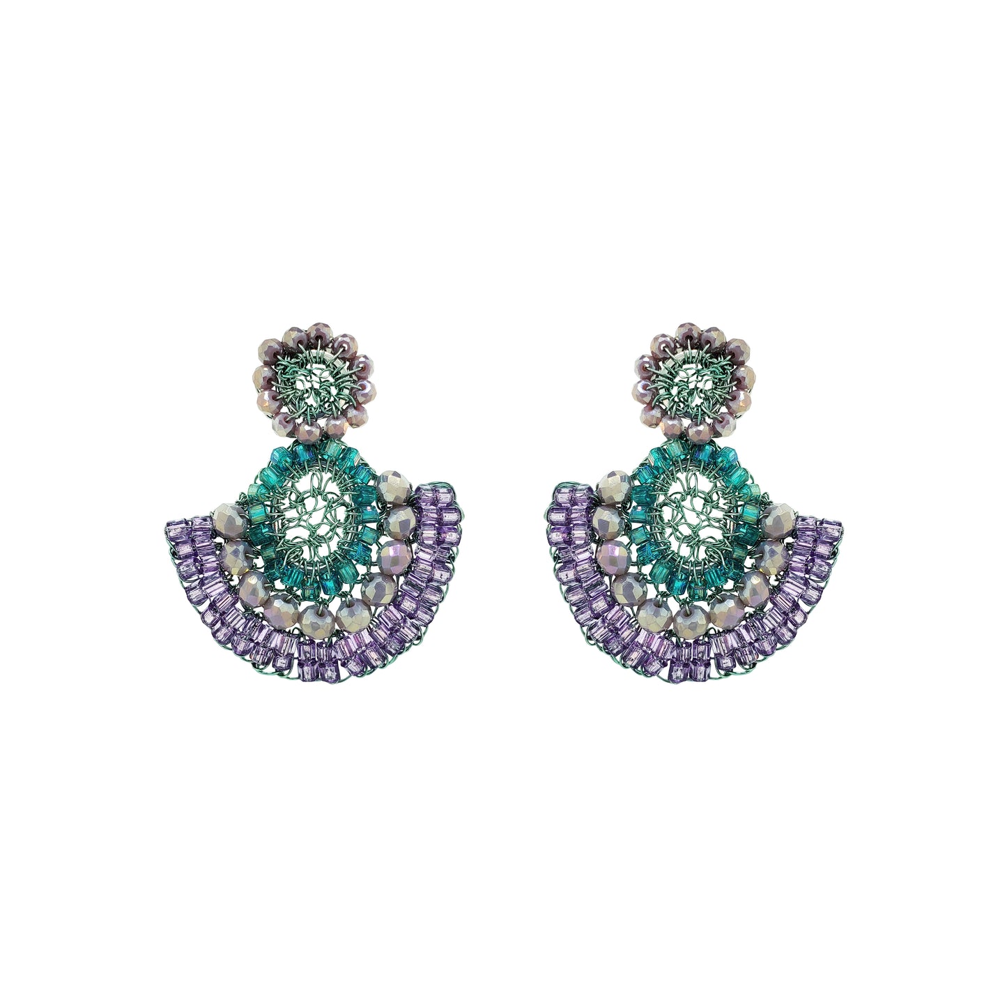 Brinco de Crochê Althea Mini Dangle Aurora Lilás e Verde Sale