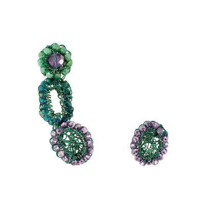 Brinco Earcuff Tyche Aurora Lilás e Verde