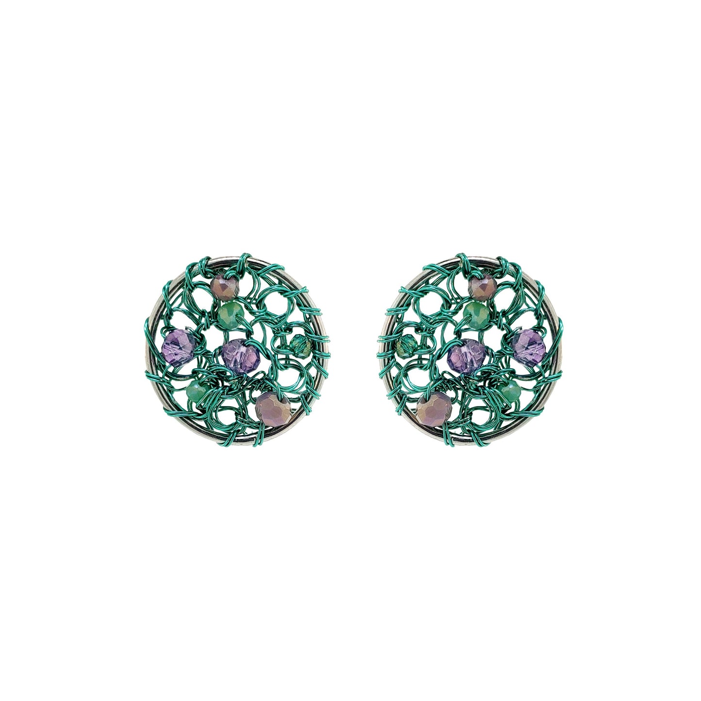 Brinco de Crochê Moira Mini Posts Lilás e Verde Aurora Sale