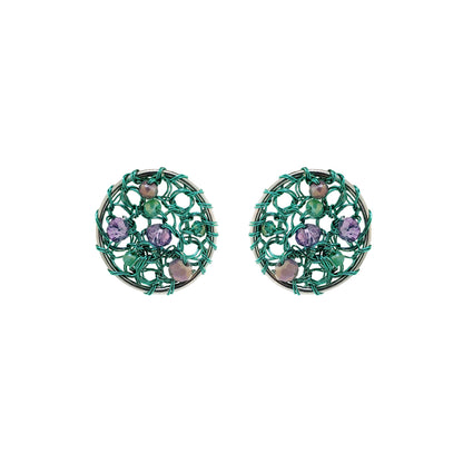 Brinco de Crochê Moira Mini Posts Lilás e Verde Aurora Sale