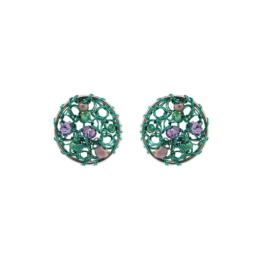 Brinco de Crochê Moira Mini Posts Lilás e Verde Aurora Sale