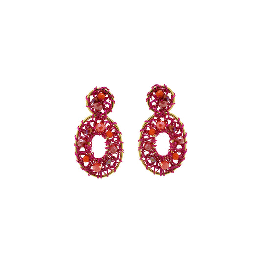 Brinco de Crochê Moira Drop Aurora Rosa