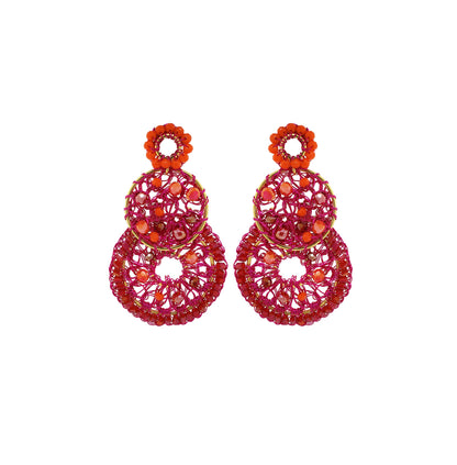 Brinco de Crochê Moira Trio Aurora Rosa
