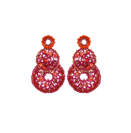 Brinco de Crochê Moira Trio Aurora Rosa