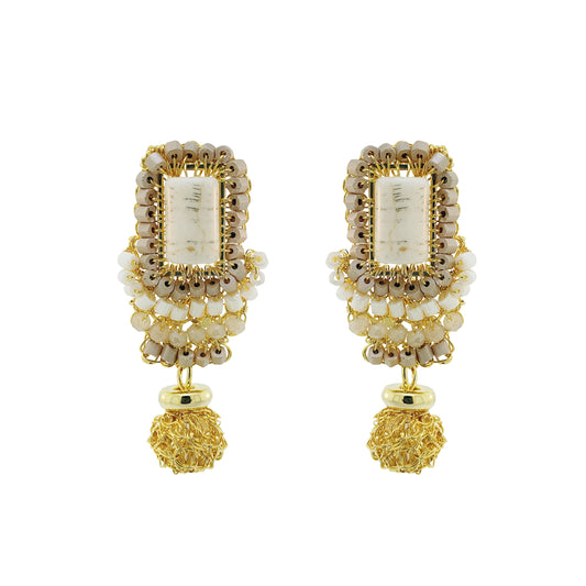 Brinco de Crochê Nara Dangle Essence Perola