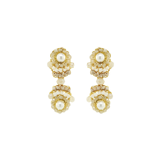 Brinco de Crochê Mina Duo Mini Essence Perola