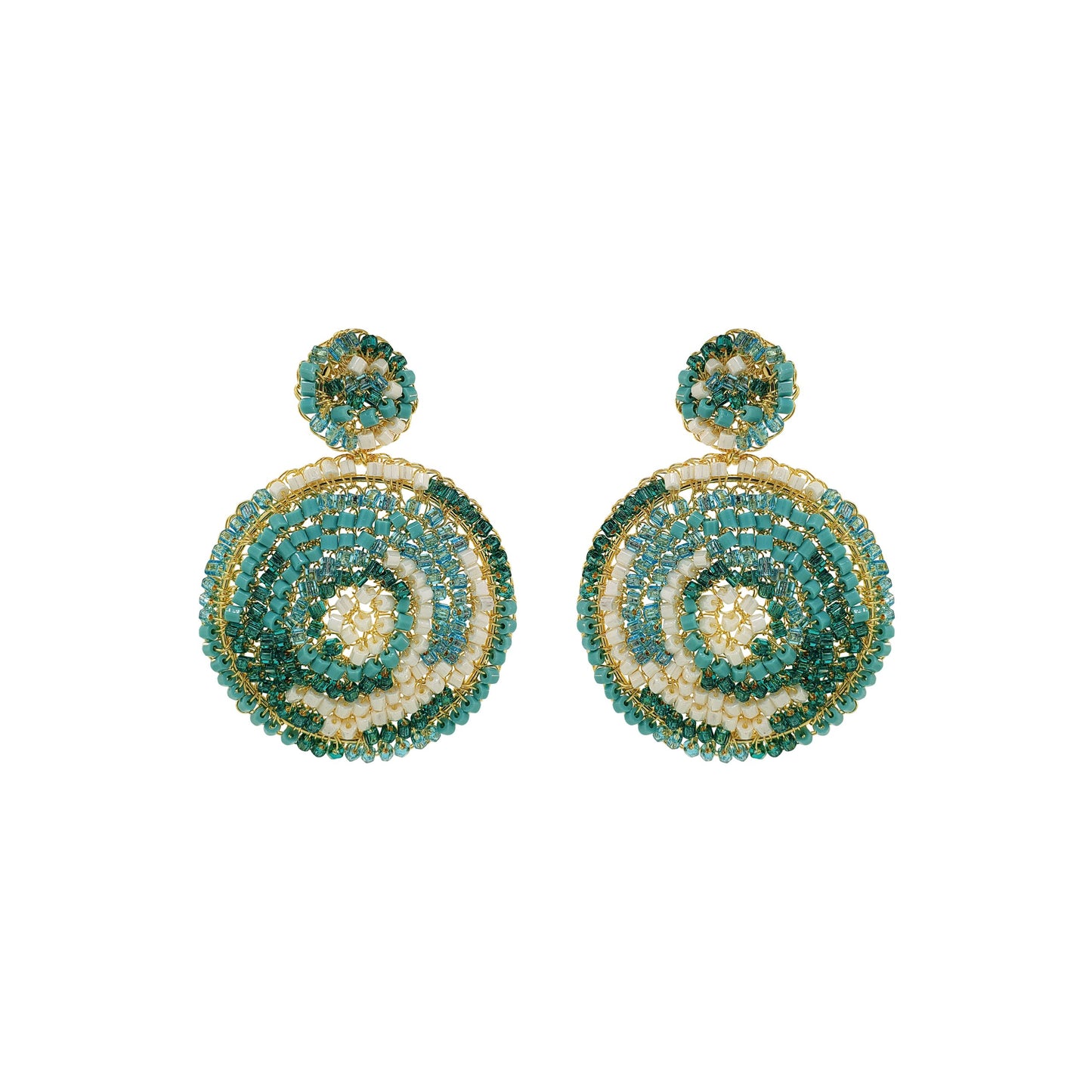 Brinco de Crochê Mandala Média Turquesa Ocean Dreams