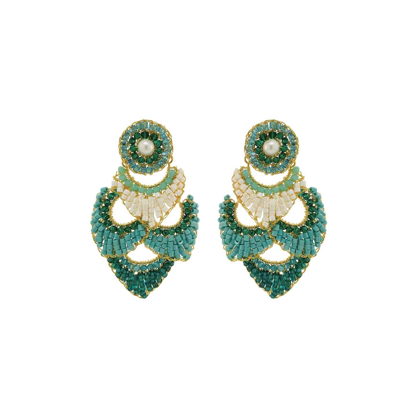 Brinco de Crochê Siren Chandelier Turquesa Ocean Dreams