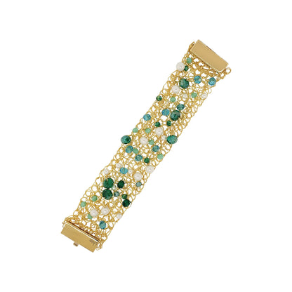 Bracelete de Crochê Ponto de Luz Fina Turquesa