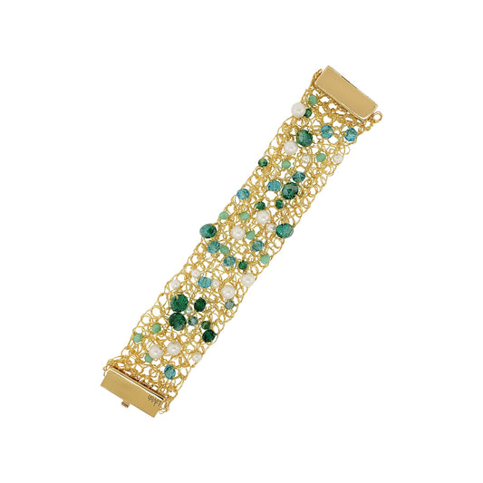 Bracelete de Crochê Ponto de Luz Fina Turquesa