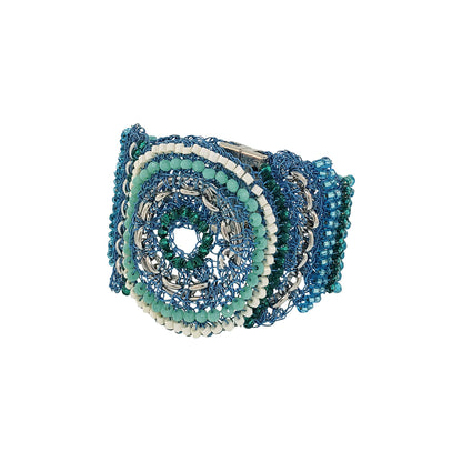 Bracelete de Crochê Ripples Maxi Azul Ocean Dreams
