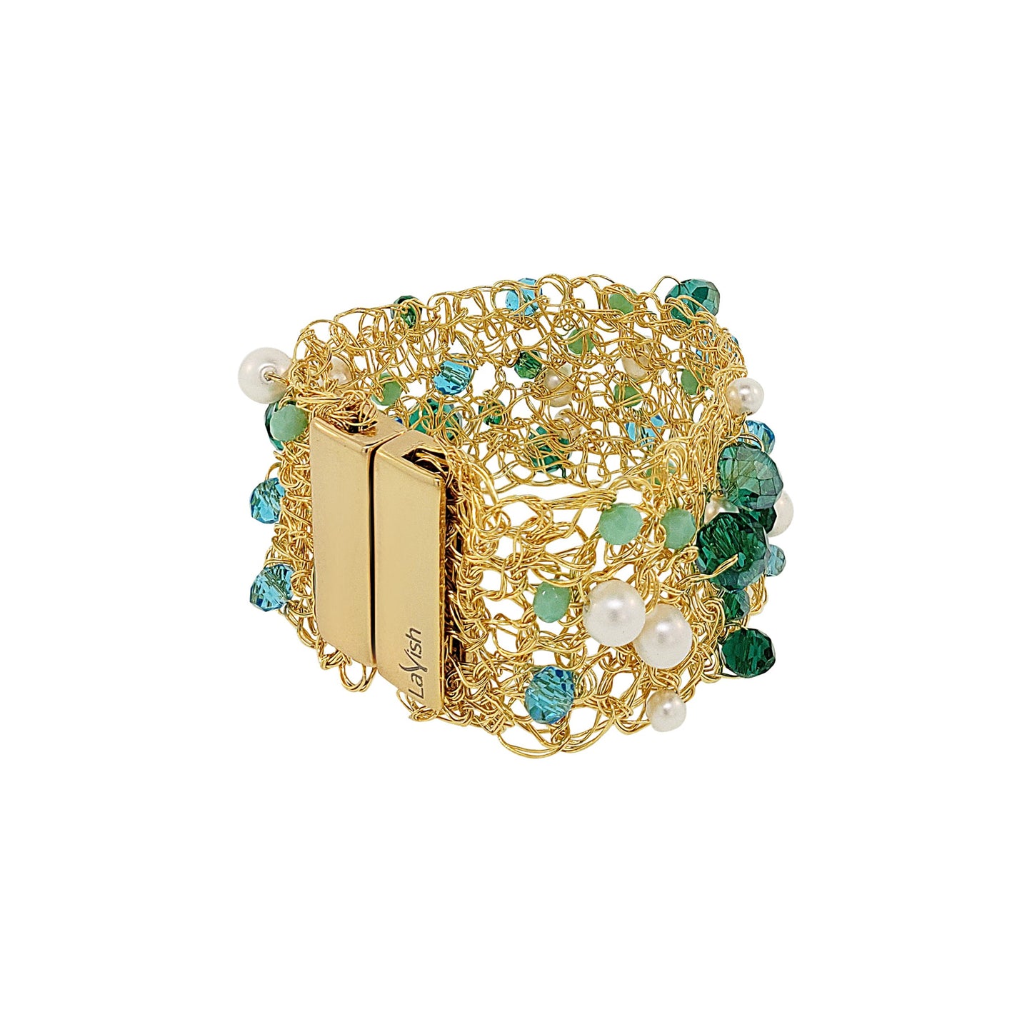Bracelete de Crochê Ponto de Luz Fina Turquesa