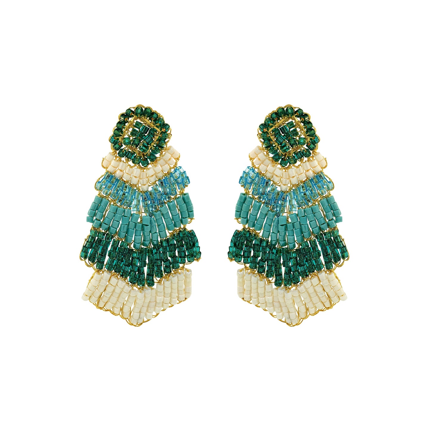 Brinco de Crochê Chevron Turquesa Ocean Dreams