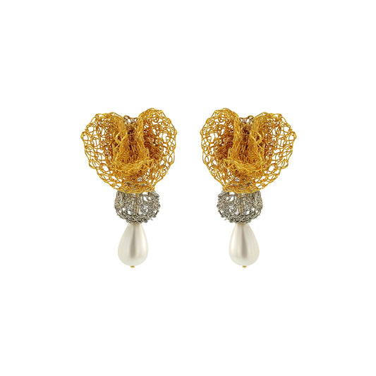 Brinco de Crochê Reef Dangle Trio Gold Ocean Dreams