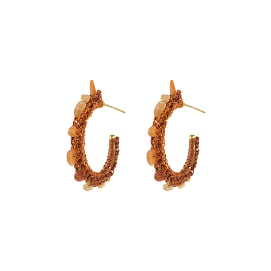 Brinco de Crochê Rocks Loops Laranja