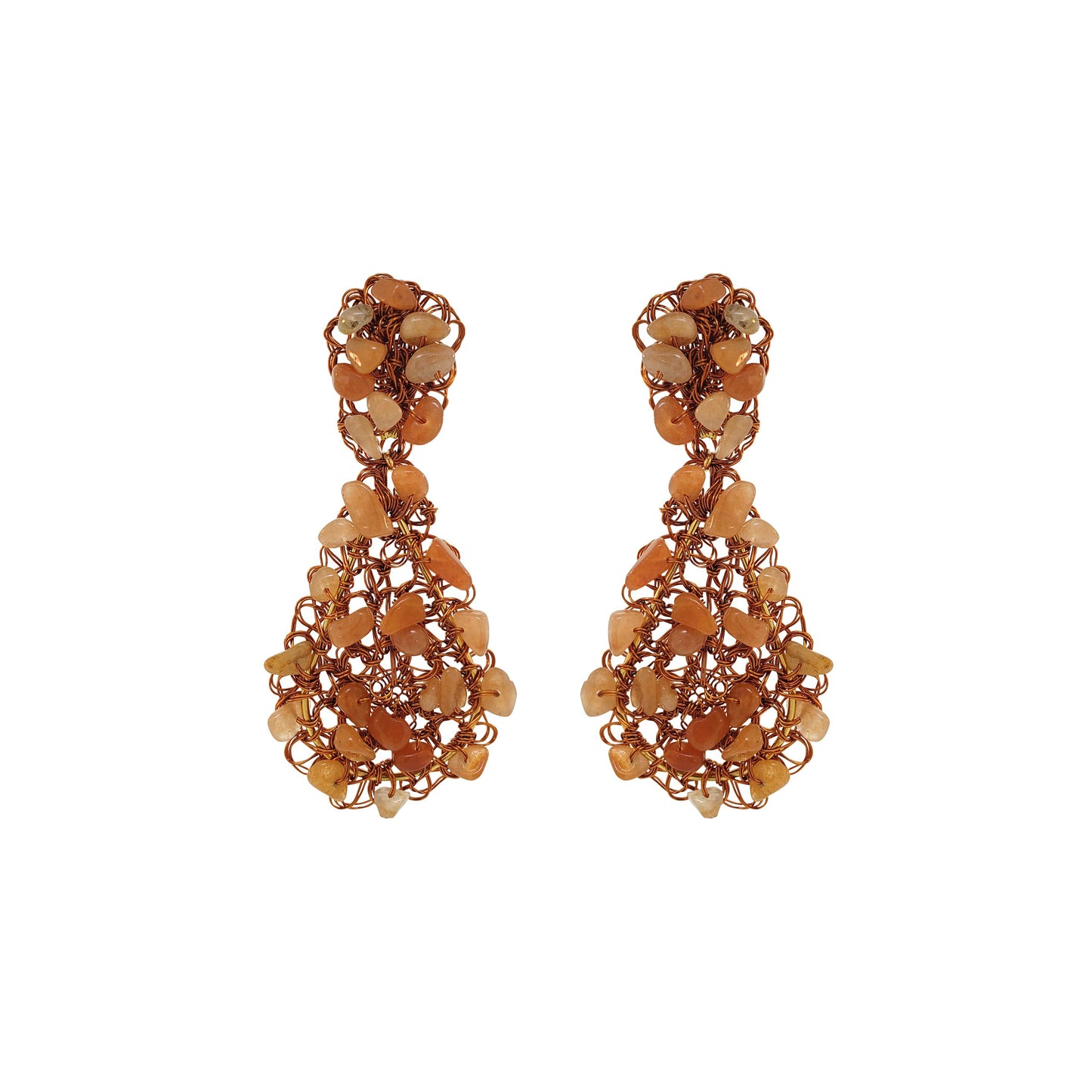 Brinco de Crochê Rocks Teardrop Laranja