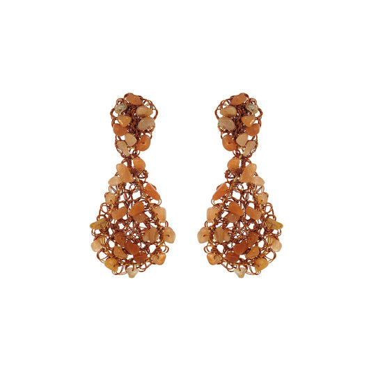 Brinco de Crochê Rocks Teardrop Laranja